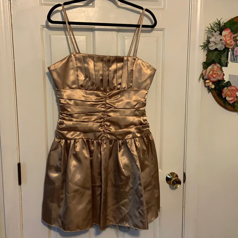 Hilite Shiny Gold Mini Party Dress AS IS